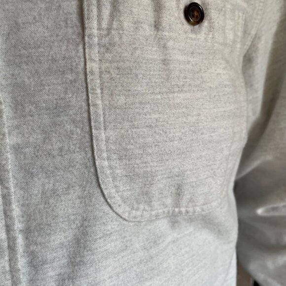 J Crew Shirt Men Large Light Gray Flannel Leather Elbow Patches - Picture 8 of 8